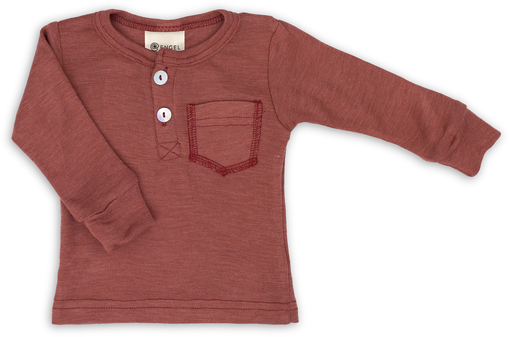 Engel Natur - Wol/Zijde Baby Shirt Lange Mouw met Knopenlijst - Koper