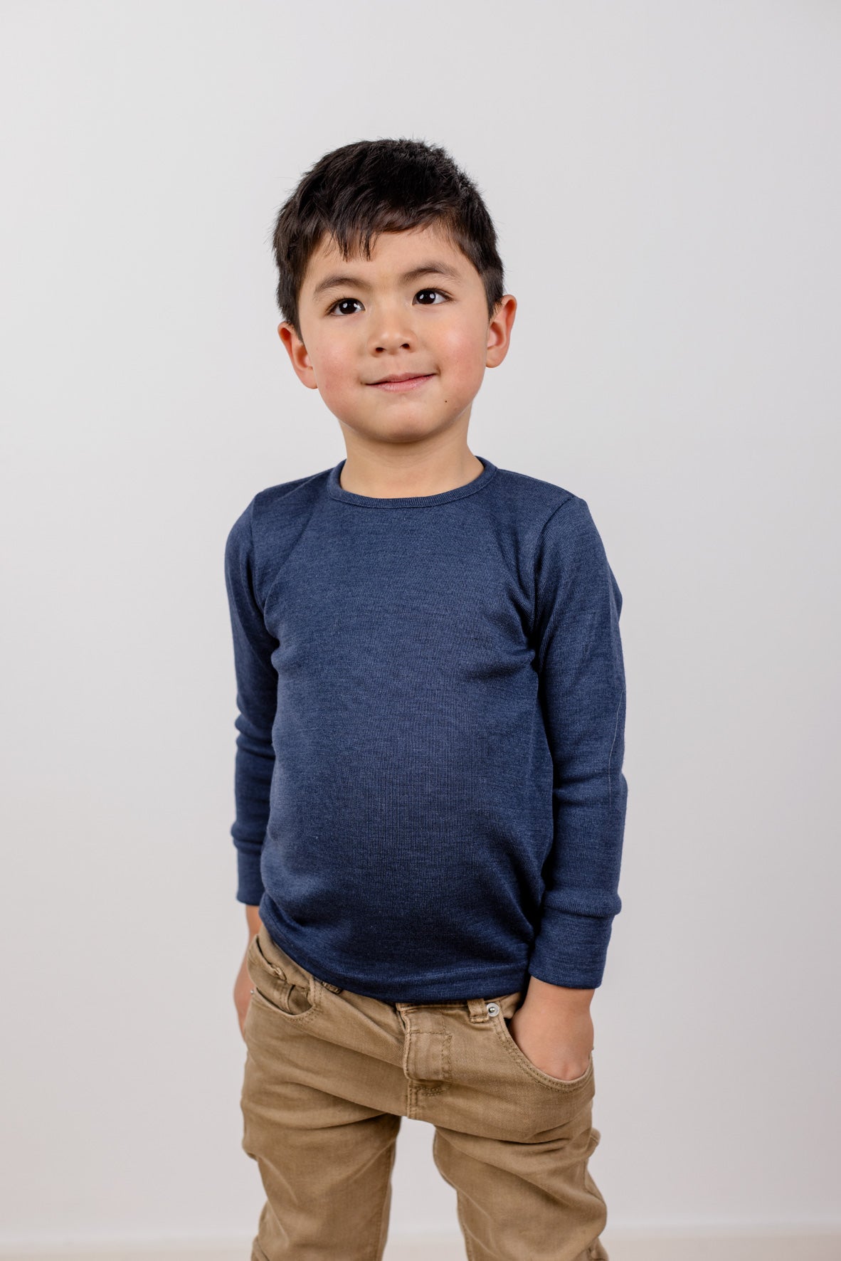 Engel Natur - Wol/Zijde Baby Shirt Lange Mouw - Marine
