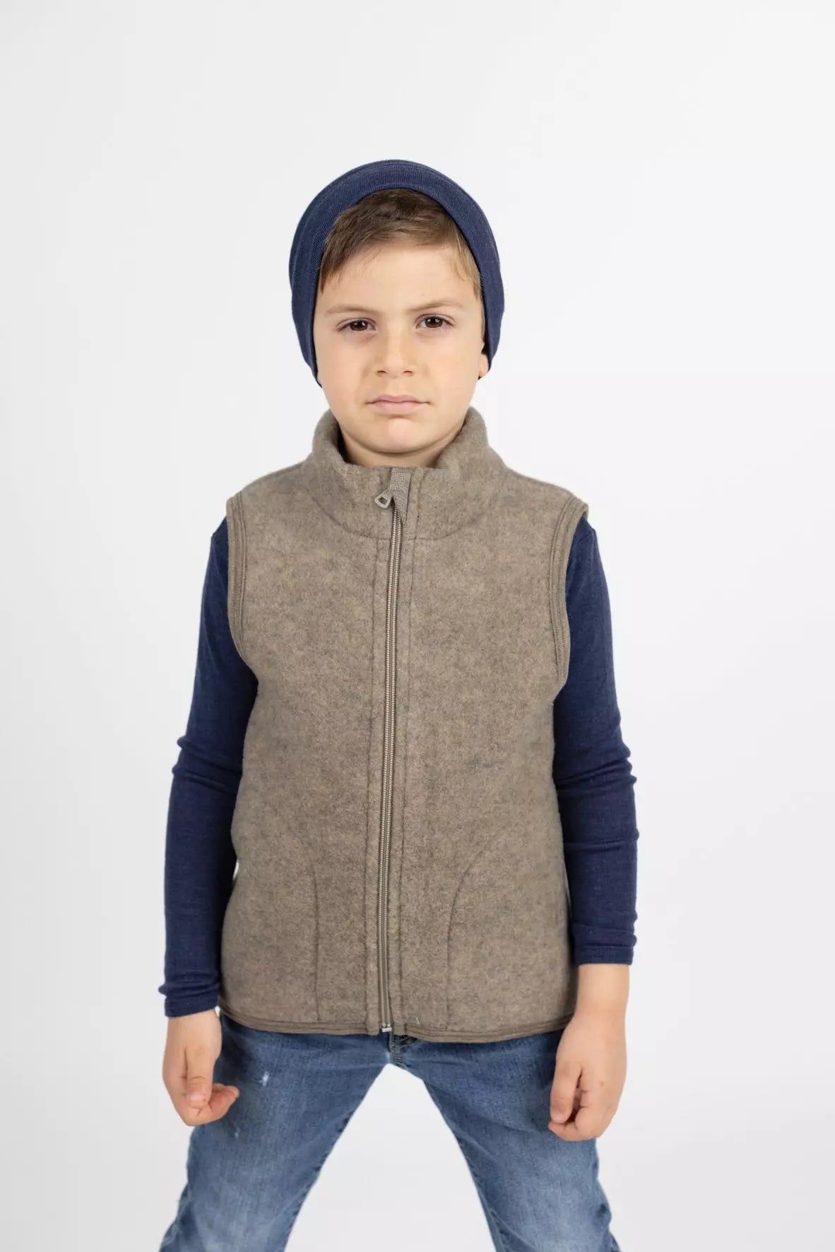 Engel Natur - Beanie van wol-zijde - licht grijs (mt 50-116)