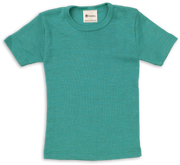 Engel Natur - Wol/Zijde Kinder Shirt Korte Mouw - IJsvogelblauw