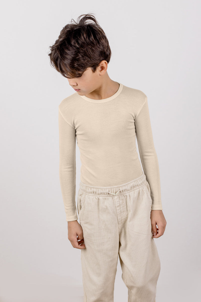Engel Natur - Wol/Zijde Kinder Shirt Lange Mouw - Naturel