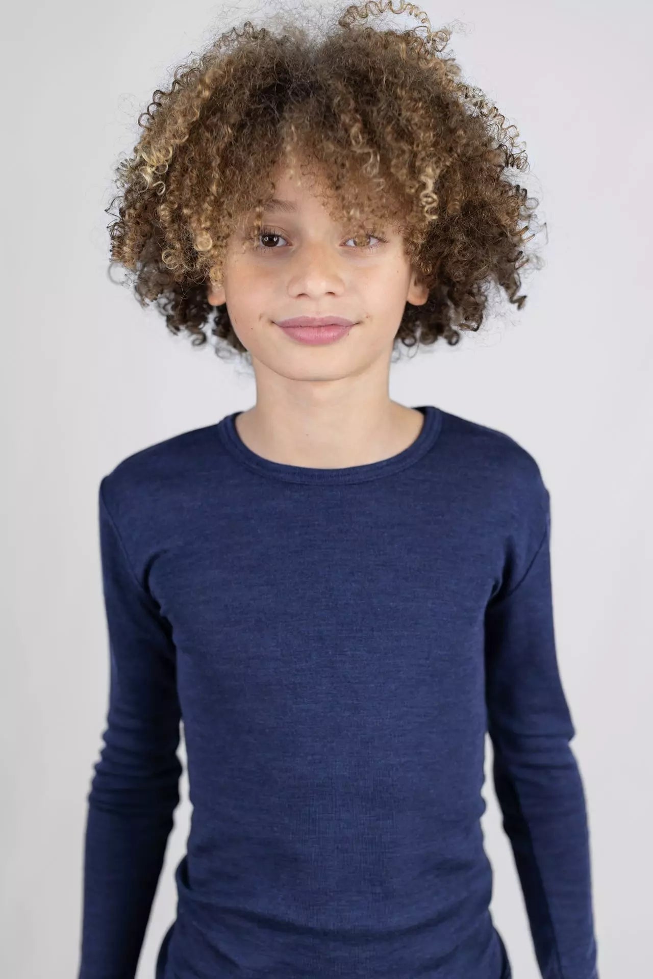 Engel-Natur - wol/zijde kindershirt lange mouw marine (maat 92-176)