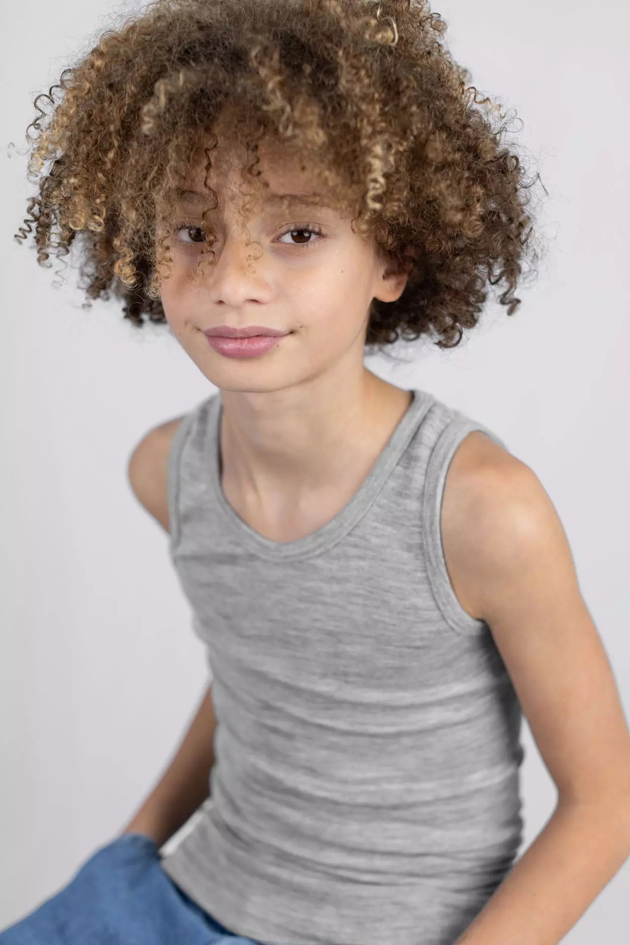 Engel-Natur - wol/zijde kinderhemd grijs (maat 92-176)