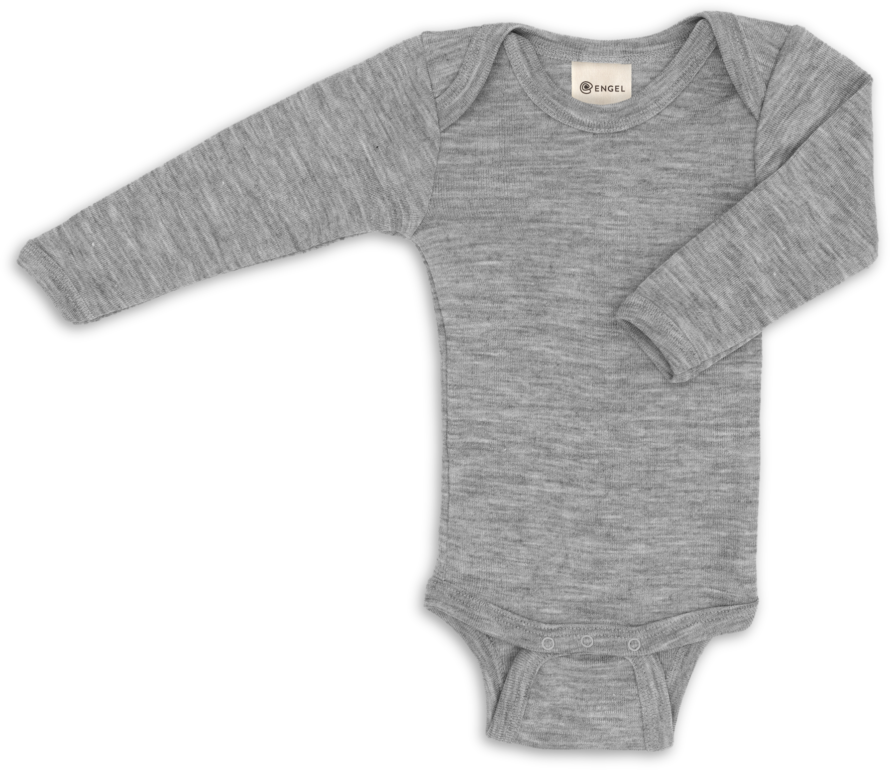 Engel Natur - Wol/Zijde Baby Romper Lange Mouw - Lichtgrijs Mélange