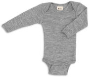 Engel Natur - Wol/Zijde Baby Romper Lange Mouw - Lichtgrijs Mélange