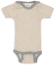 Engel Natur - Wol/Zijde Baby Romper Korte Mouw met Drukknopen - Naturel (Bedrukt)