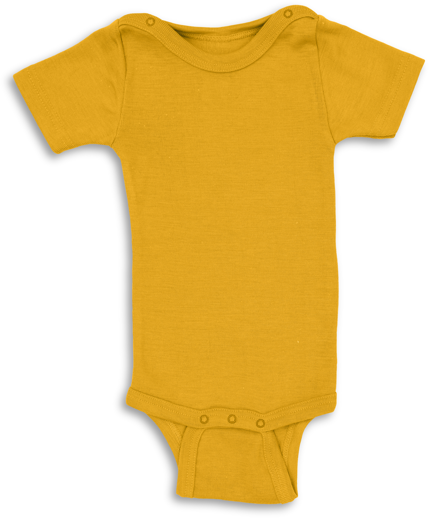 Engel Natur - Wol/Zijde Baby Romper Korte Mouw met Drukknopen - Saffraan