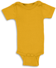 Engel Natur - Wol/Zijde Baby Romper Korte Mouw met Drukknopen - Saffraan
