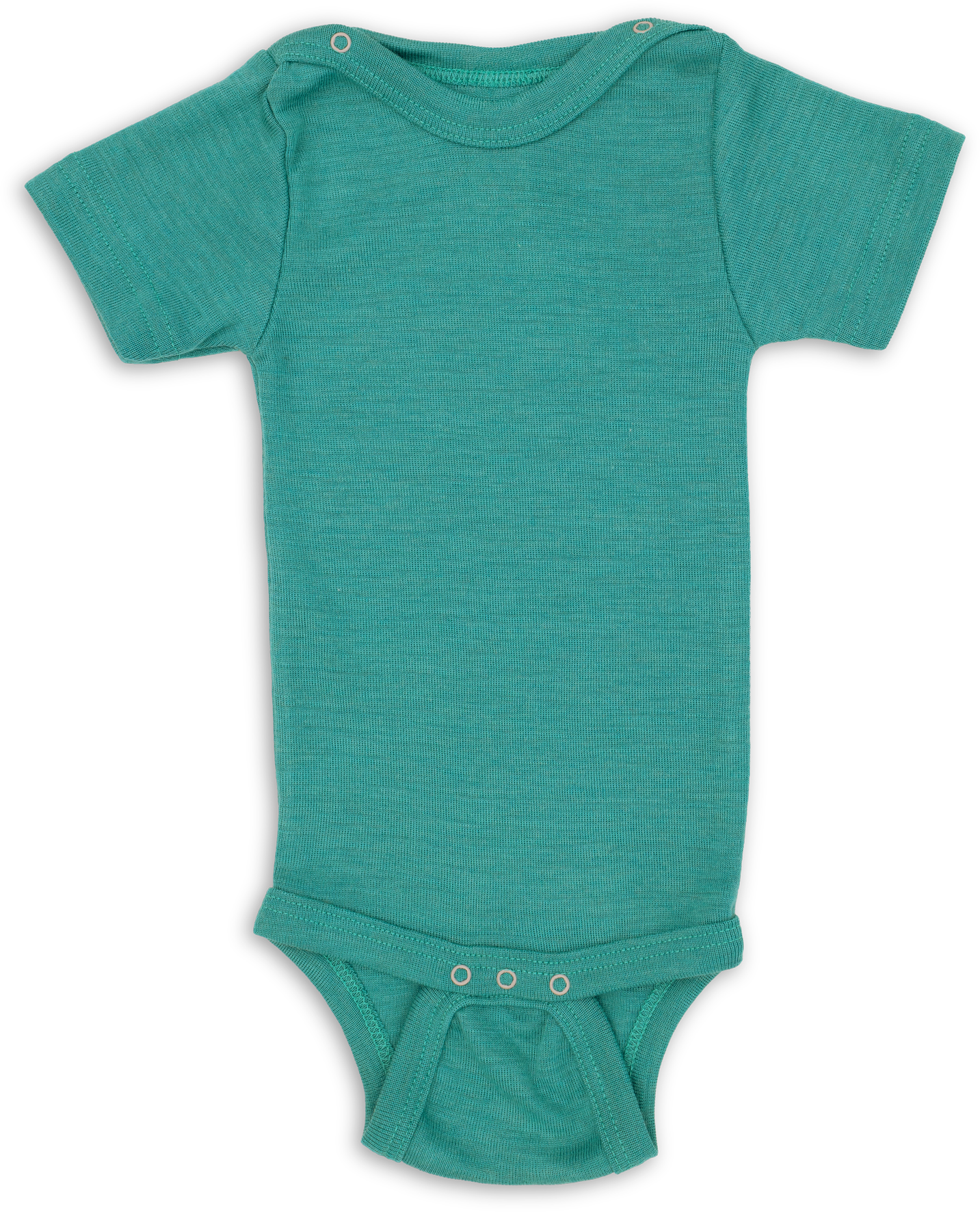 Engel Natur - Wol/Zijde Baby Romper Korte Mouw met Drukknopen - IJsvogelblauw
