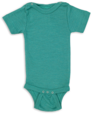 Engel Natur - Wol/Zijde Baby Romper Korte Mouw met Drukknopen - IJsvogelblauw