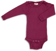Engel Natur - Wol/Zijde Baby Romper Lange Mouw met Drukknopen - Orchidee