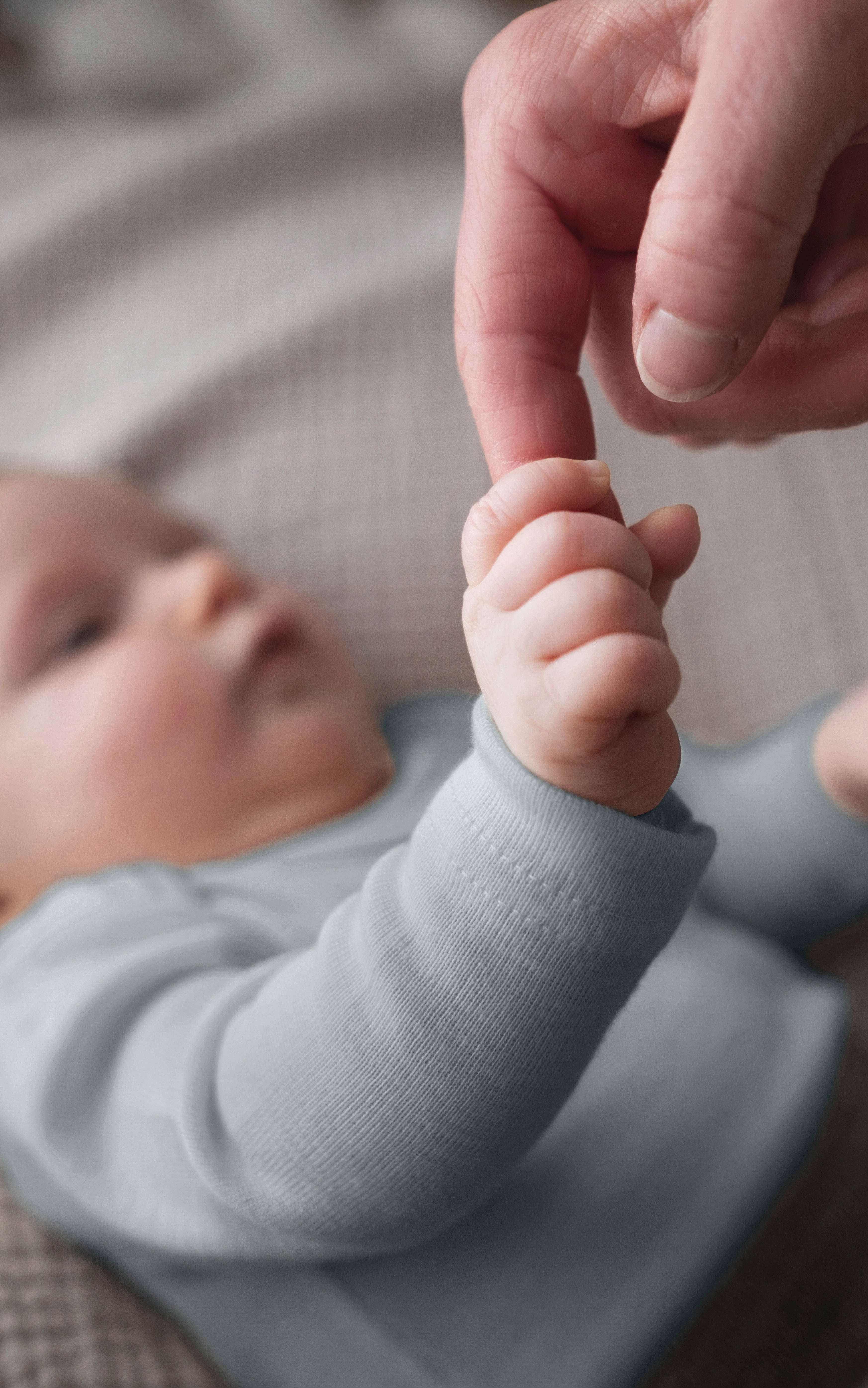 Engel Natur - Wol/Zijde Baby Romper Lange Mouw met Drukknopen - Bergblauw