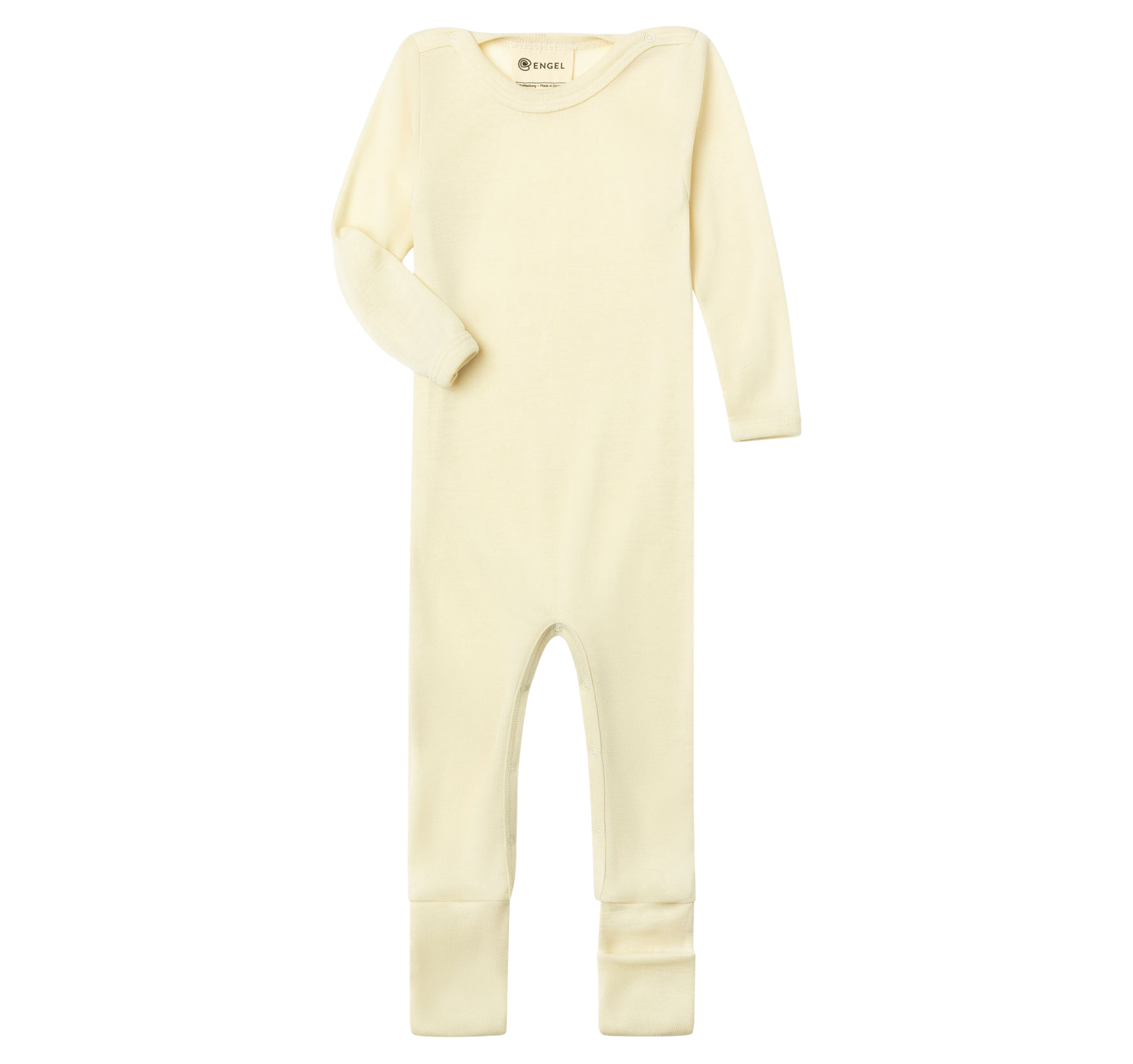 Engel Natur - bio merino wol en zijde pakje onesie met omslagvoetjes - Naturel