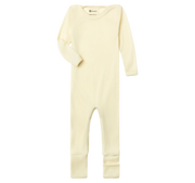 Engel Natur - bio merino wol en zijde pakje onesie met omslagvoetjes - Naturel