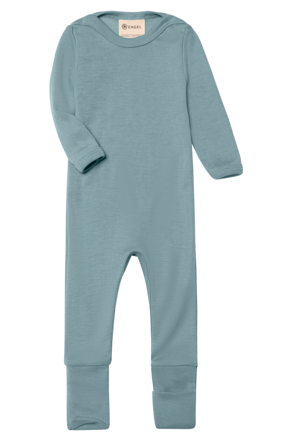 Engel Natur - bio merino wol en zijde pakje onesie met omslagvoetjes - Bergblauw