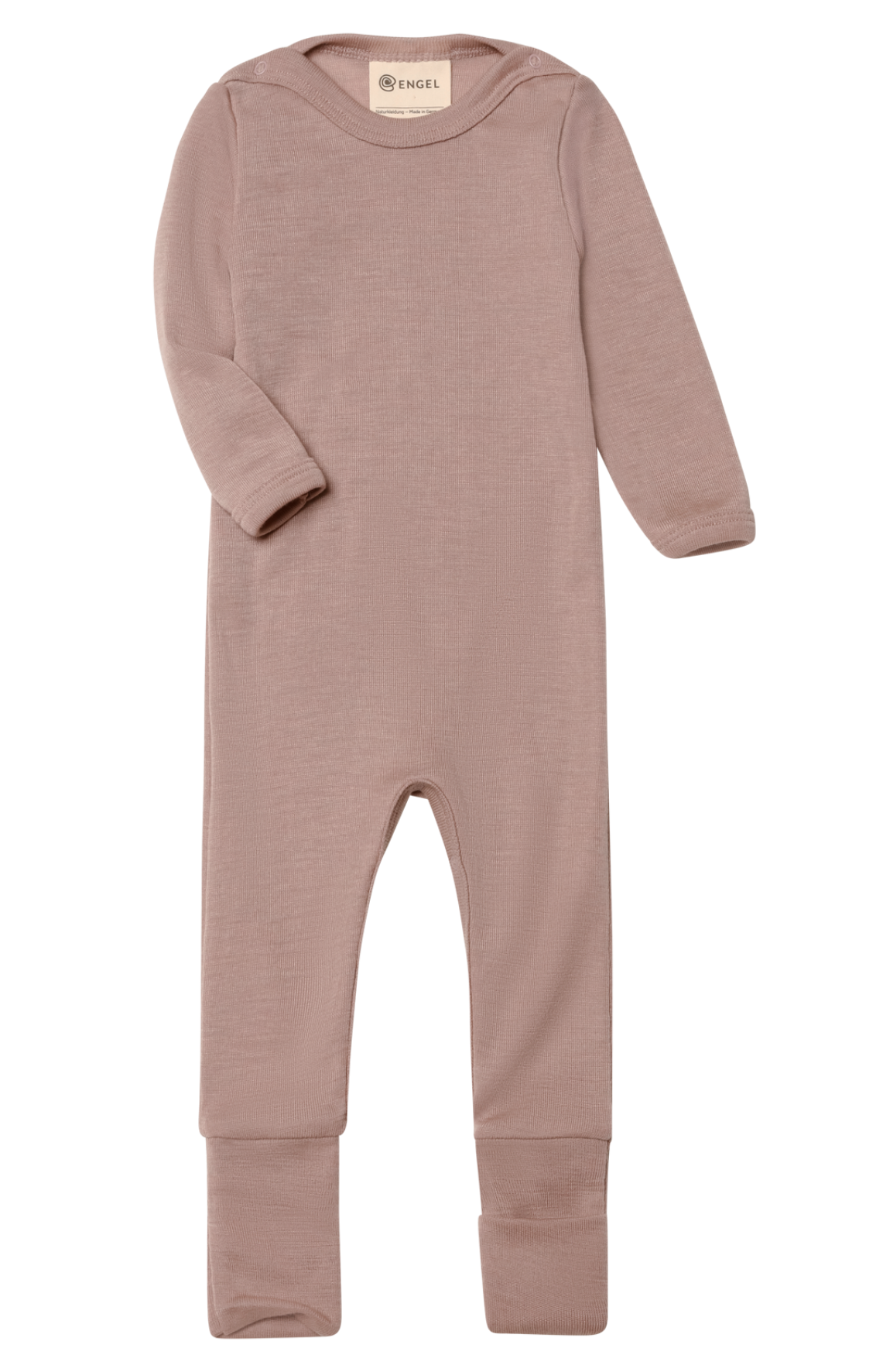 Engel Natur - bio merino wol en zijde pakje onesie met omslagvoetjes - Dusty Rose