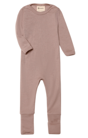 Engel Natur - bio merino wol en zijde pakje onesie met omslagvoetjes - Dusty Rose