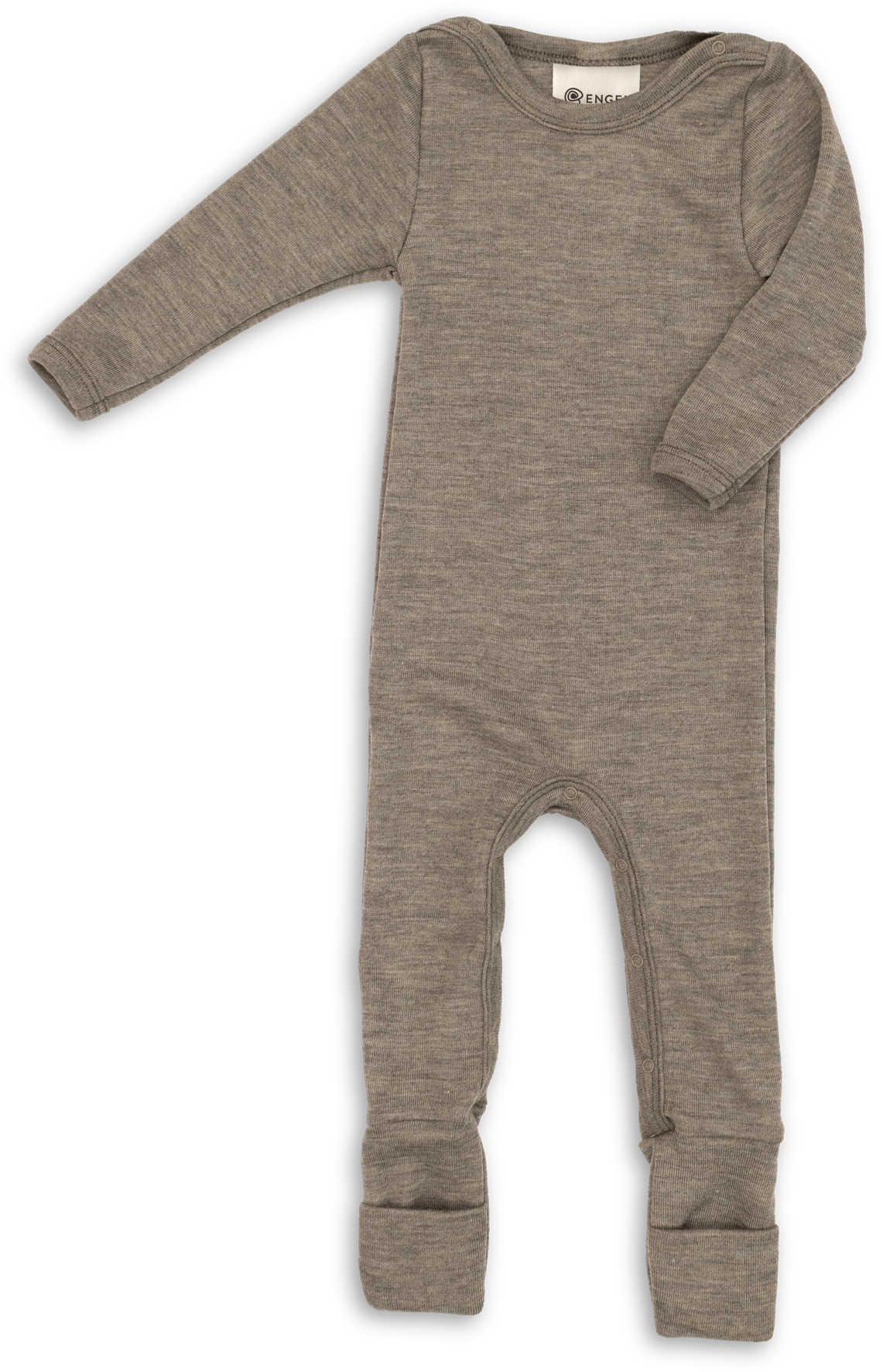 Engel Natur - bio merino wol en zijde pakje onesie met omslagvoetjes - Walnoot