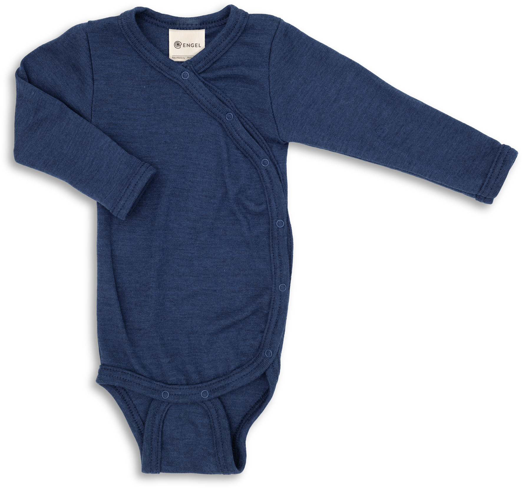 Engel Natur - Wol/Zijde Baby Overslag Romper Lange Mouw - Marine