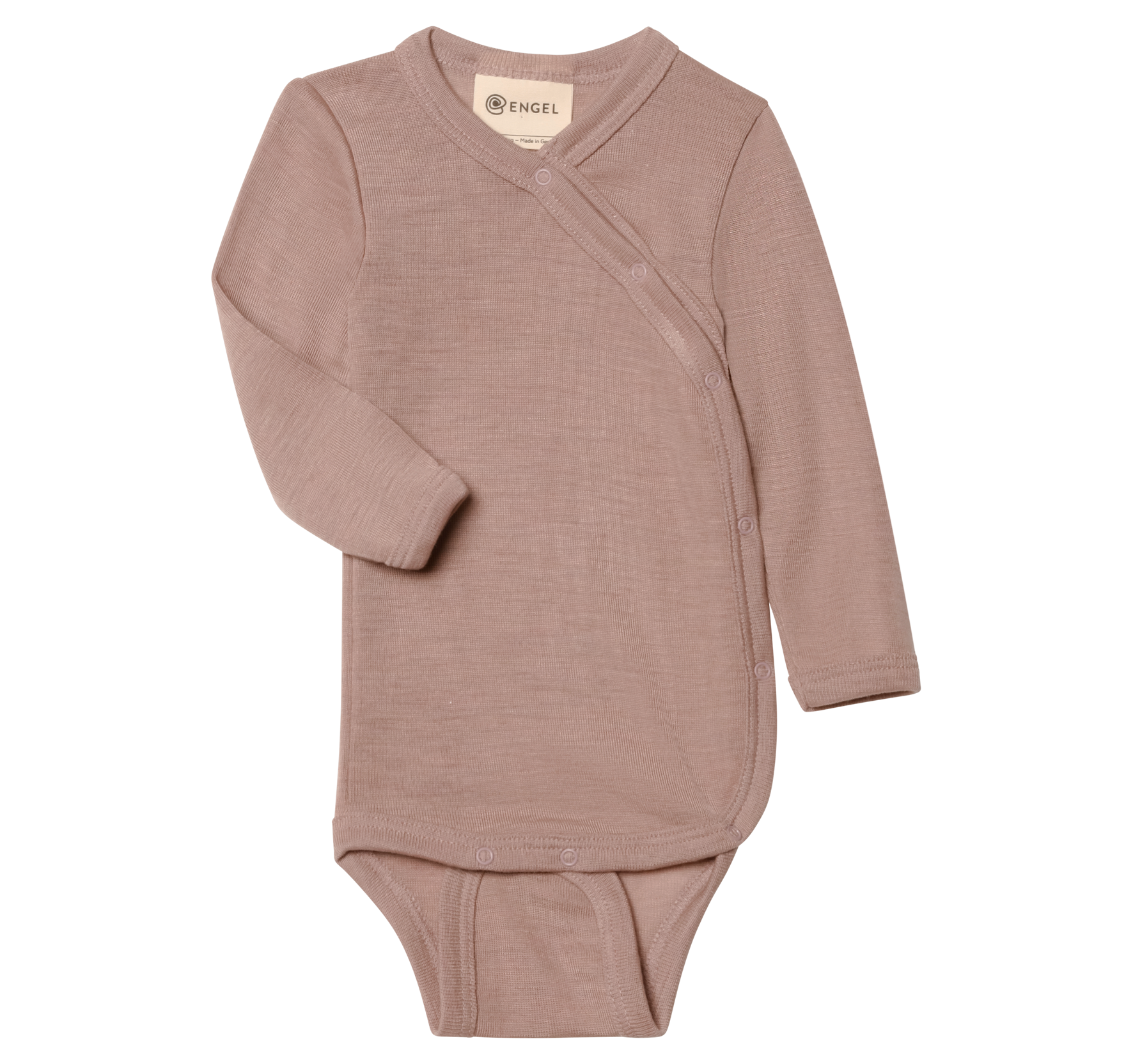 Engel Natur - Wol/Zijde Baby Overslag Romper Lange Mouw - Oudroze
