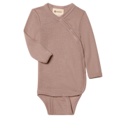 Engel Natur - Wol/Zijde Baby Overslag Romper Lange Mouw - Oudroze