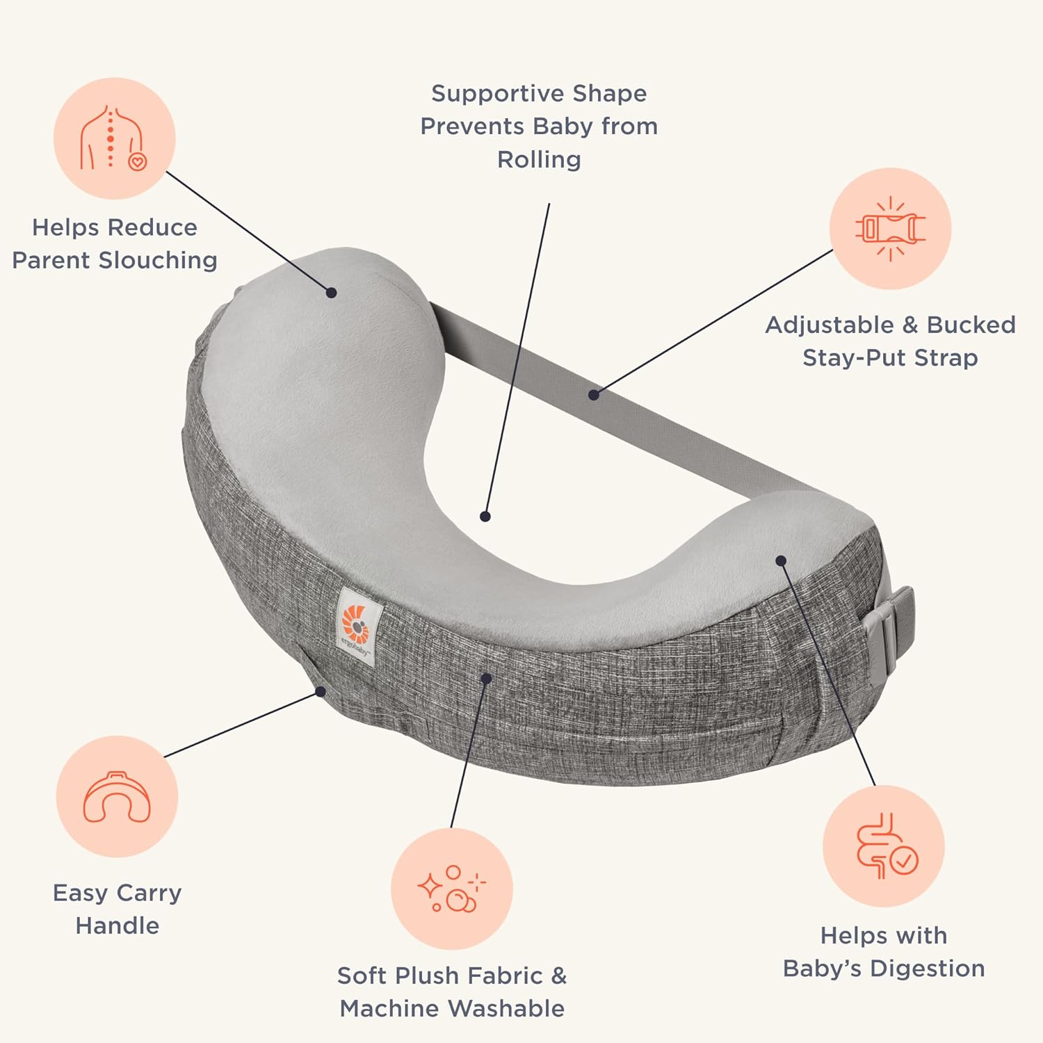 Ergobaby - Ergonomisch borstvoedingskussen - Moonlight Grey