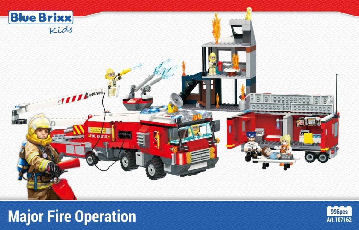 BlueBrixx - Brandweer Grote Brandweer Operatie (996 bouwstenen) 6+ jaar - bouwset