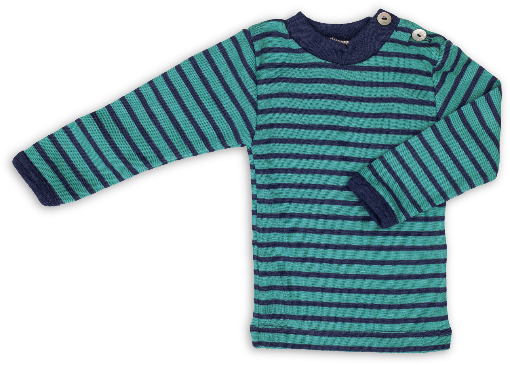 Engel Natur - Wol/Zijde Baby Shirt Lange Mouw - IJsvogelblauw/Marine