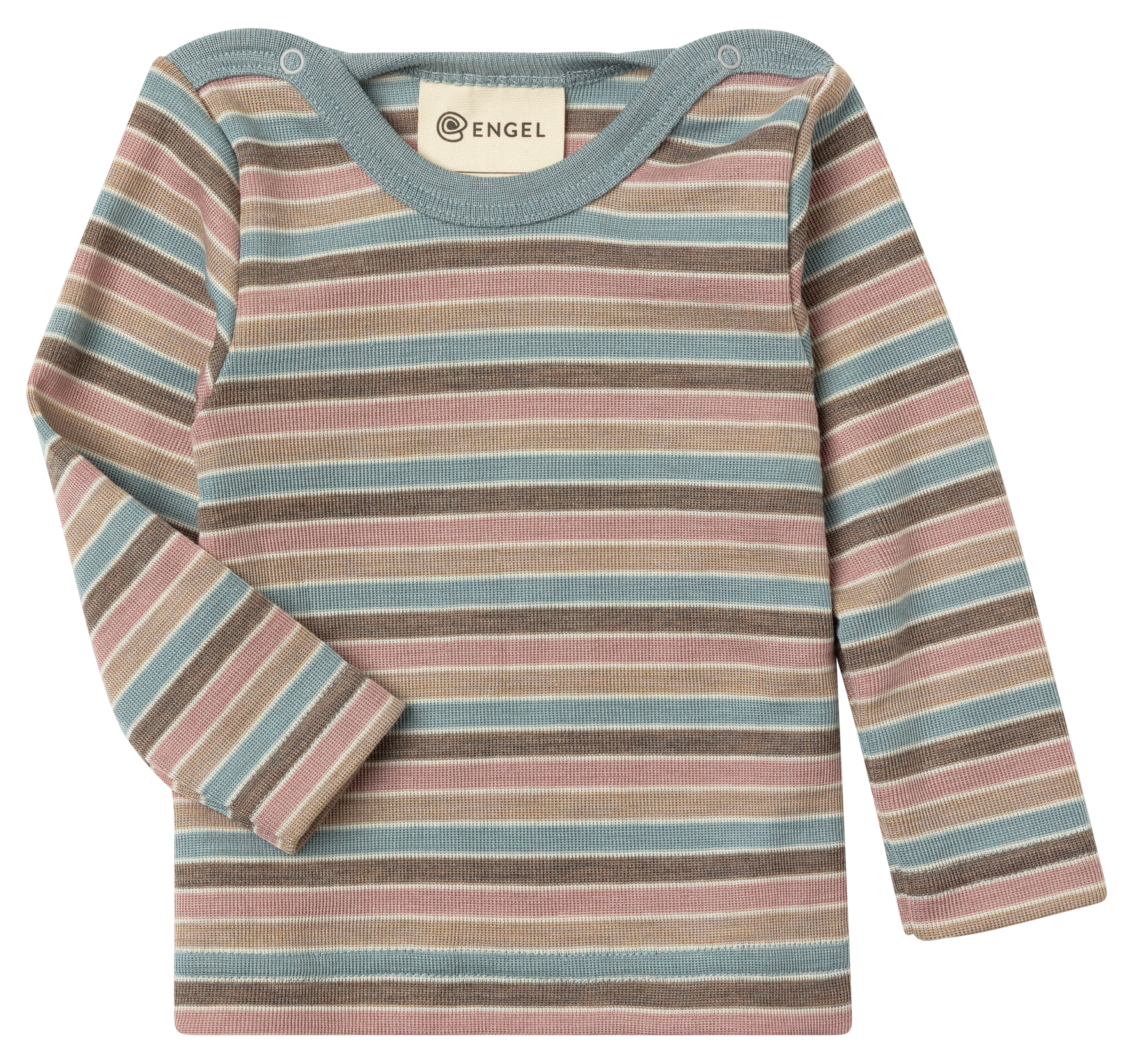 Engel Natur - Wol/Zijde Baby Shirt Lange Mouw met Drukknopen - Pastel