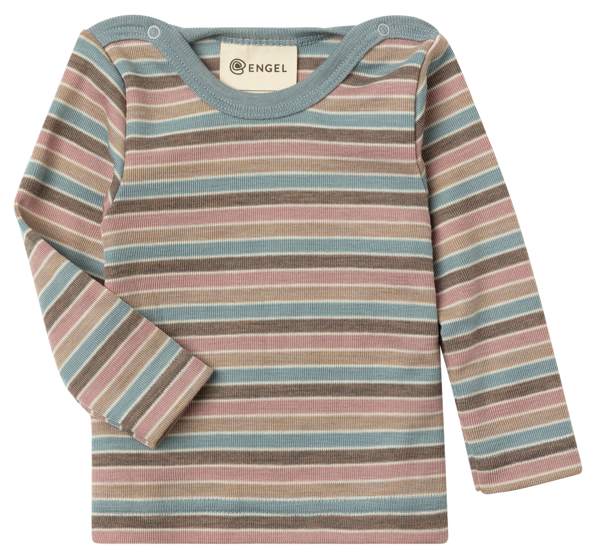 Engel Natur - Wol/Zijde Baby Shirt Lange Mouw met Drukknopen - Pastel