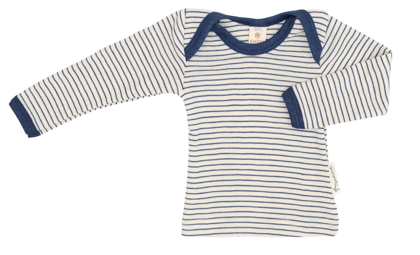 Engel Natur - Wol/Zijde Baby Hemdje Lange Mouw - Naturel/Marine