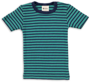 Engel Natur - Wol/Zijde Kinder Shirt Korte Mouw - IJsvogelblauw/Marine