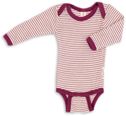 Engel Natur - Wol/Zijde Baby Romper Lange Mouw - Naturel/Orchidee