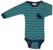 Engel Natur - Wol/Zijde Baby Romper Lange Mouw met Drukknopen - IJsvogelblauw/Marine