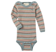 Engel Natur - Wol/Zijde Baby Romper Lange Mouw met Drukknopen - Pastel