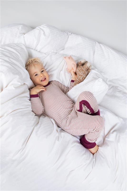 Engel Natur - Wol/Zijde Baby Slaapoverall met Omslagboorden - Naturel/Orchidee