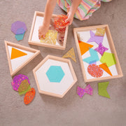 TickiT - Houten Vormen Spiegeltrays (4 stuks)