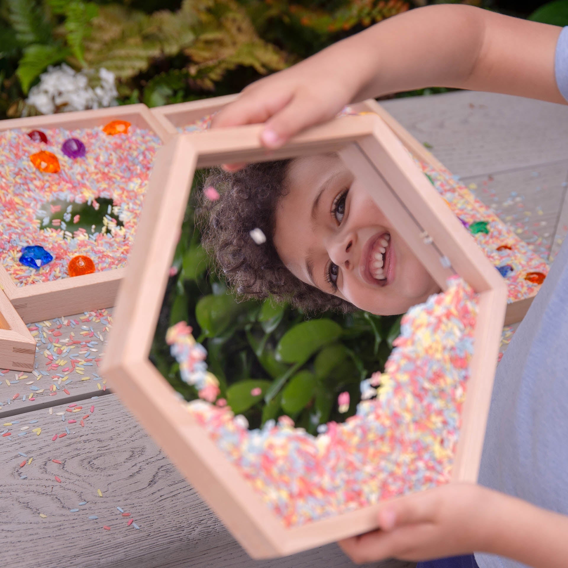 TickiT - Houten Vormen Spiegeltrays (4 stuks)