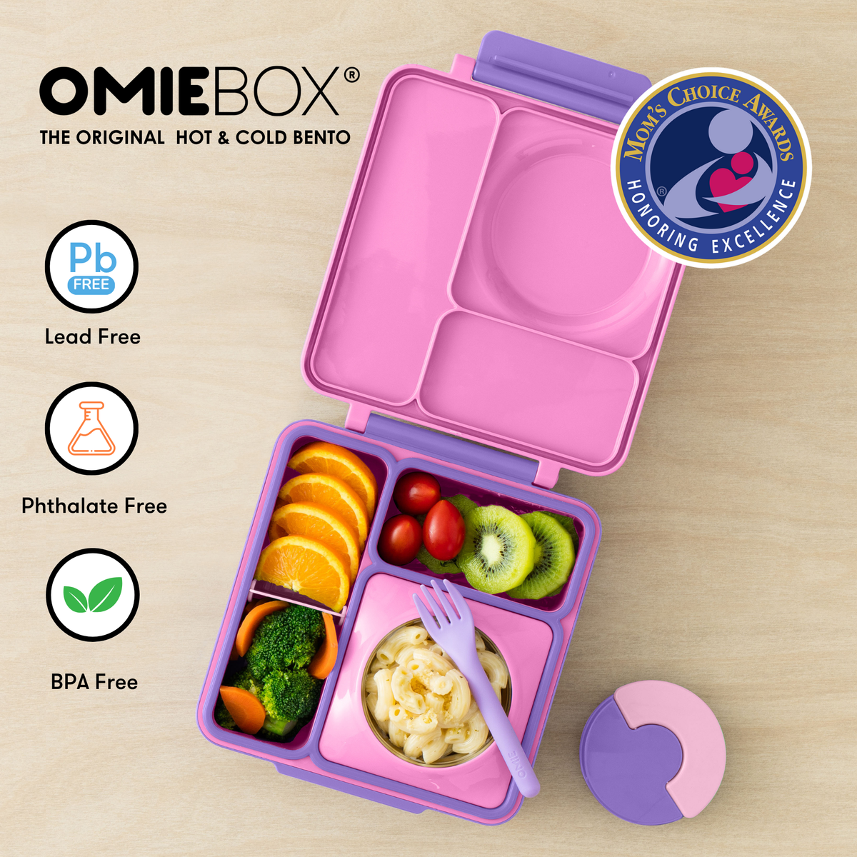 OmieBox Unicorn Pink met thermosbeker en vakken