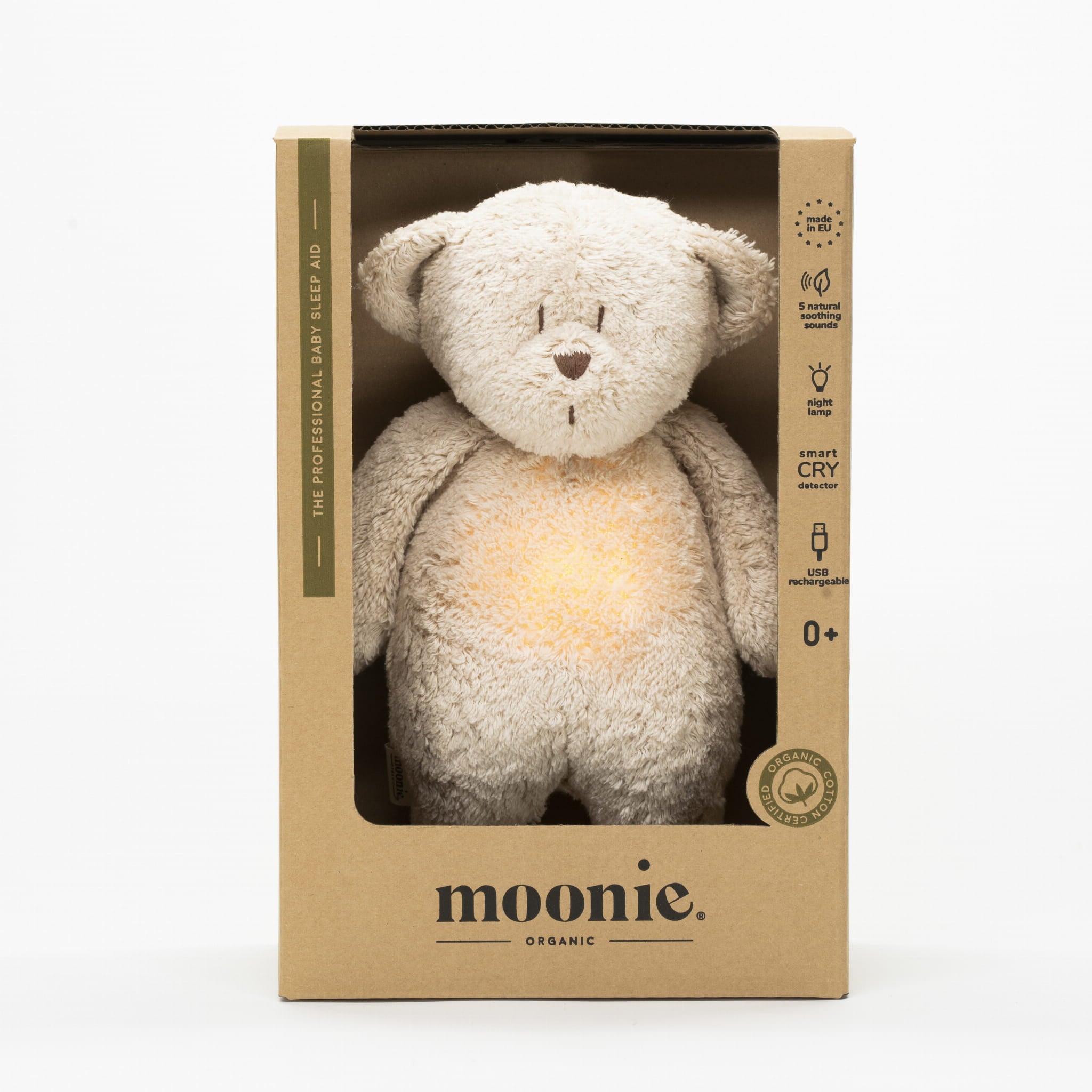 Moonie - Slaapknuffel The Humming Bear 2.0 - Sand Natur White Noise