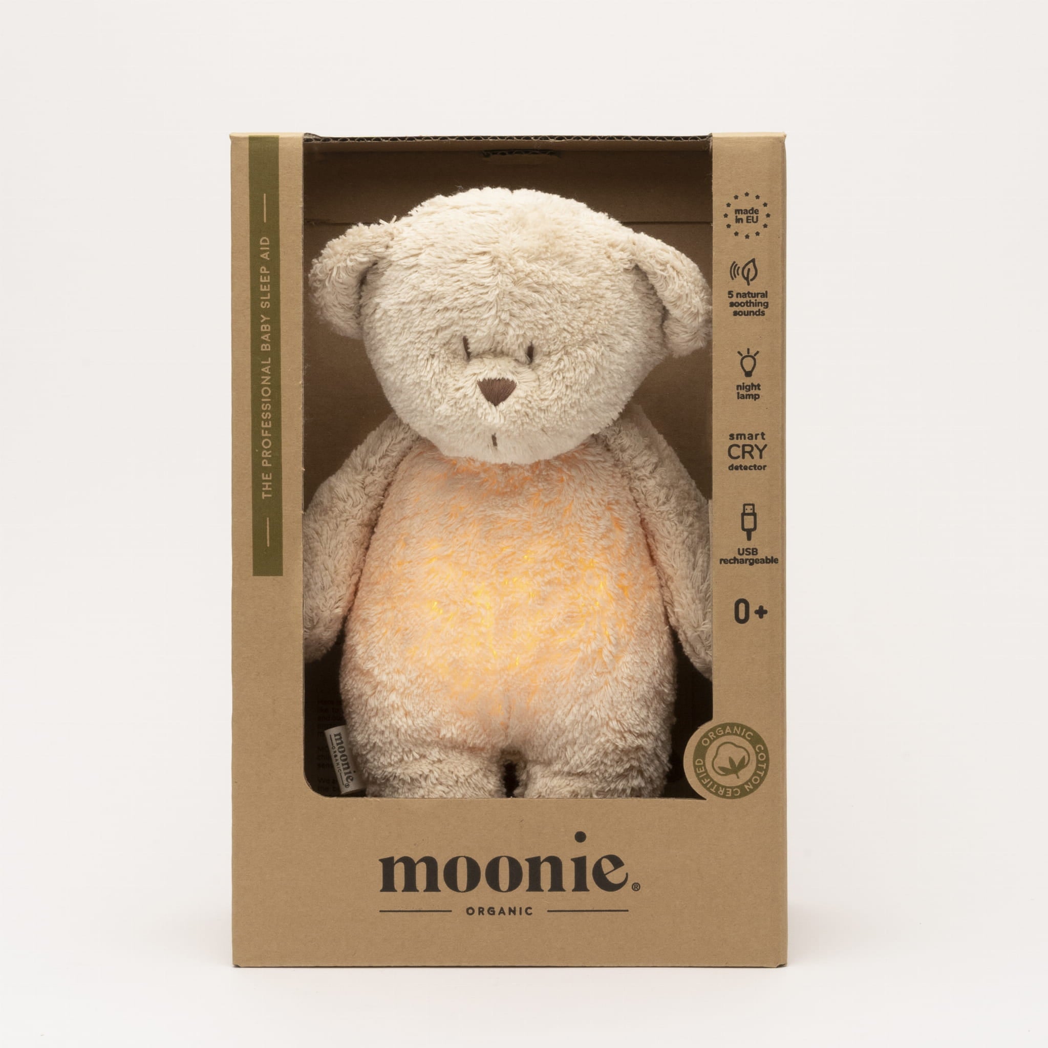 Moonie - Slaapknuffel The Humming Bear 2.0 - Sand Natur White Noise