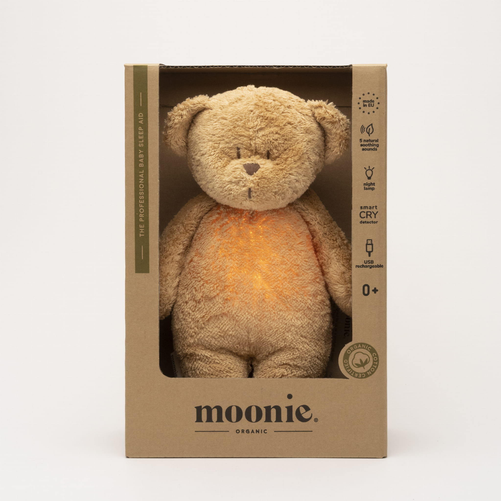 Moonie - Slaapknuffel The Humming Bear - Cappuccino Natur White Noise 2.0