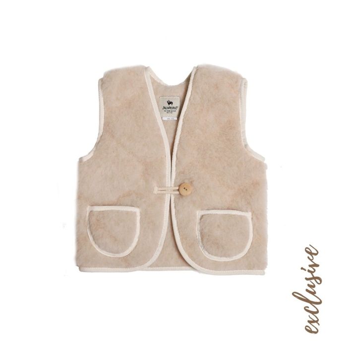 Alwero Jr - Vest of bodywarmer Alpen - Onion beige - 100% wol
