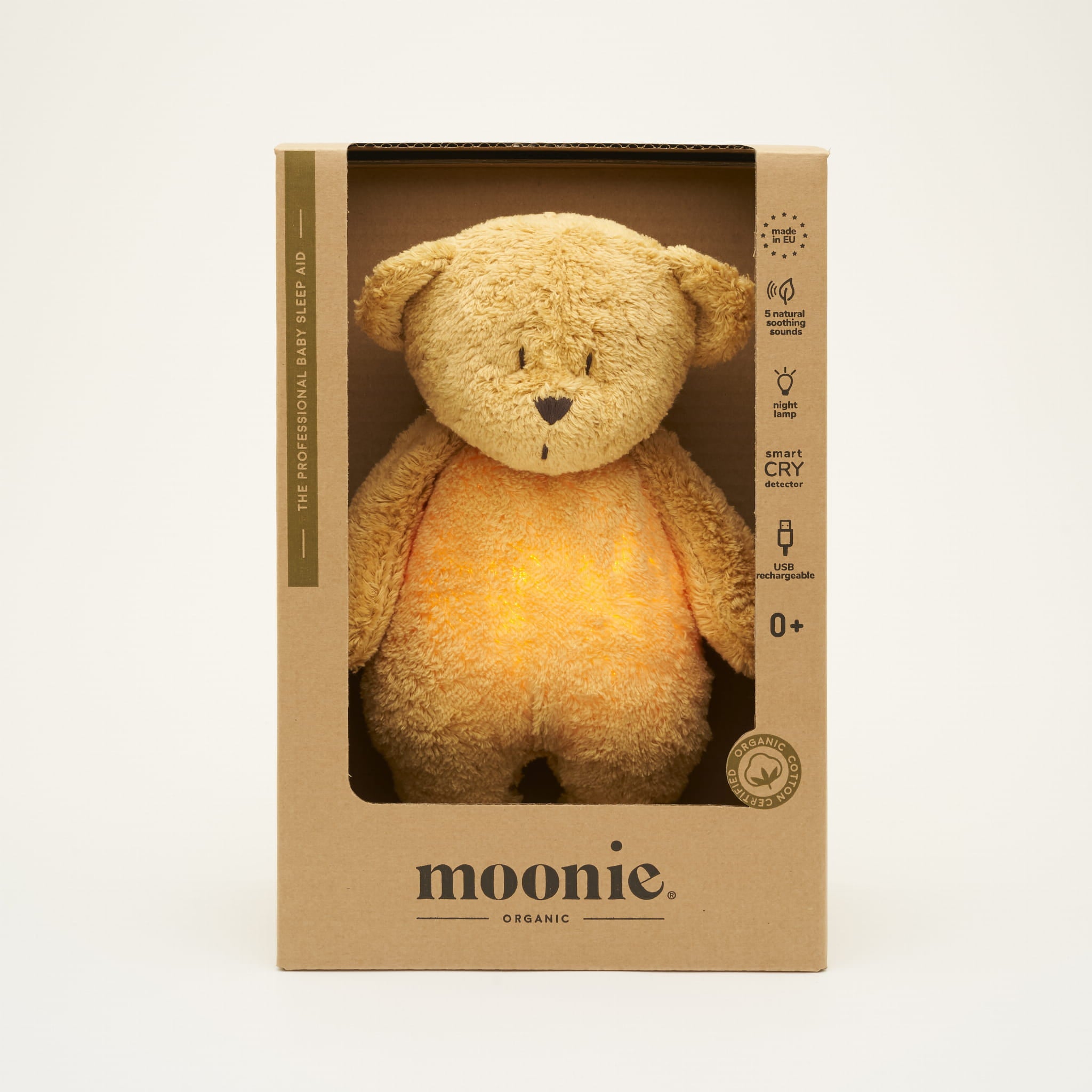 Moonie - Slaapknuffel The Humming Bear 2.0 - Honey Natur White Noise