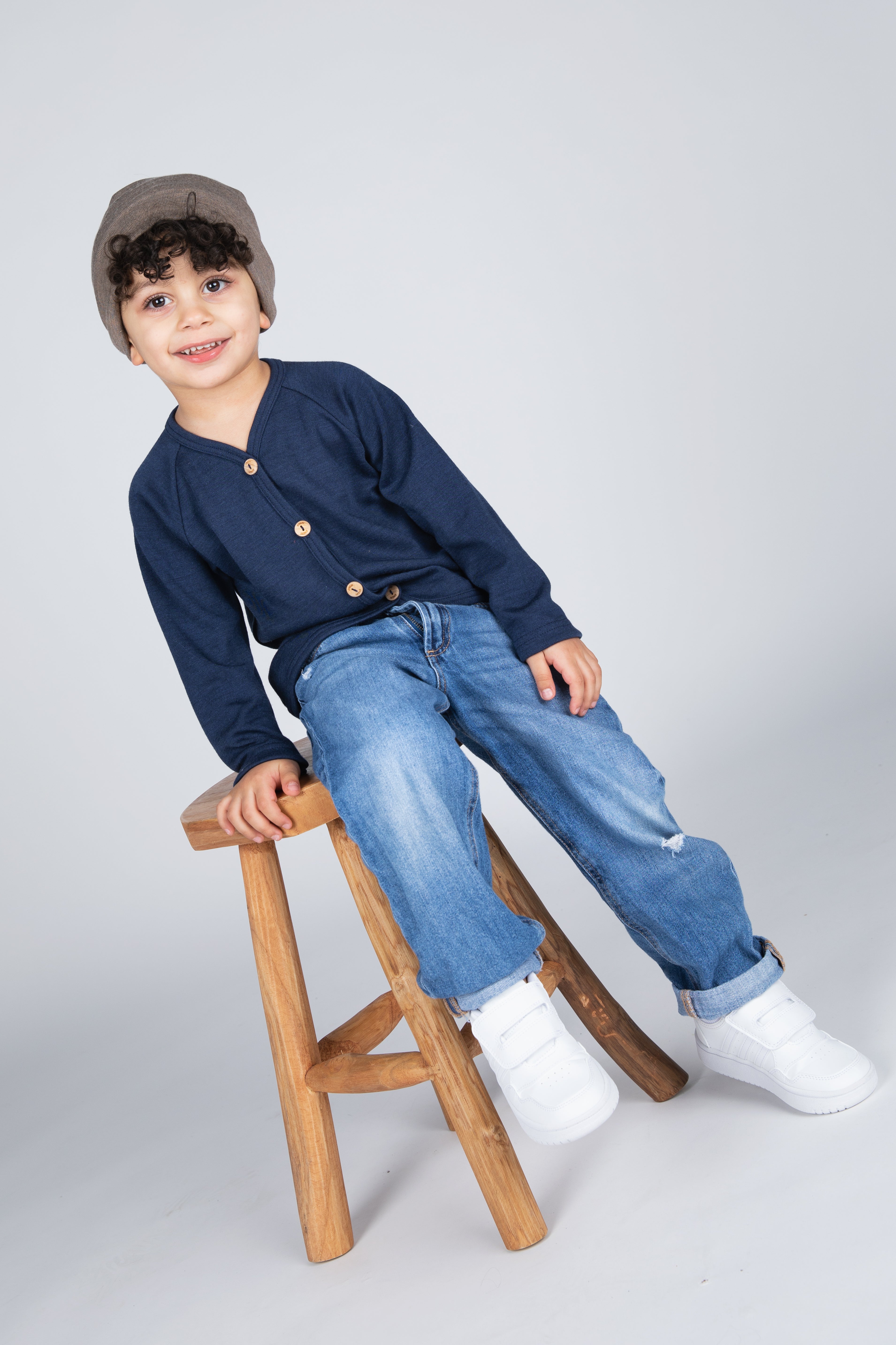 Engel Natur - Wol/Zijde Kinder Vestje - Marine