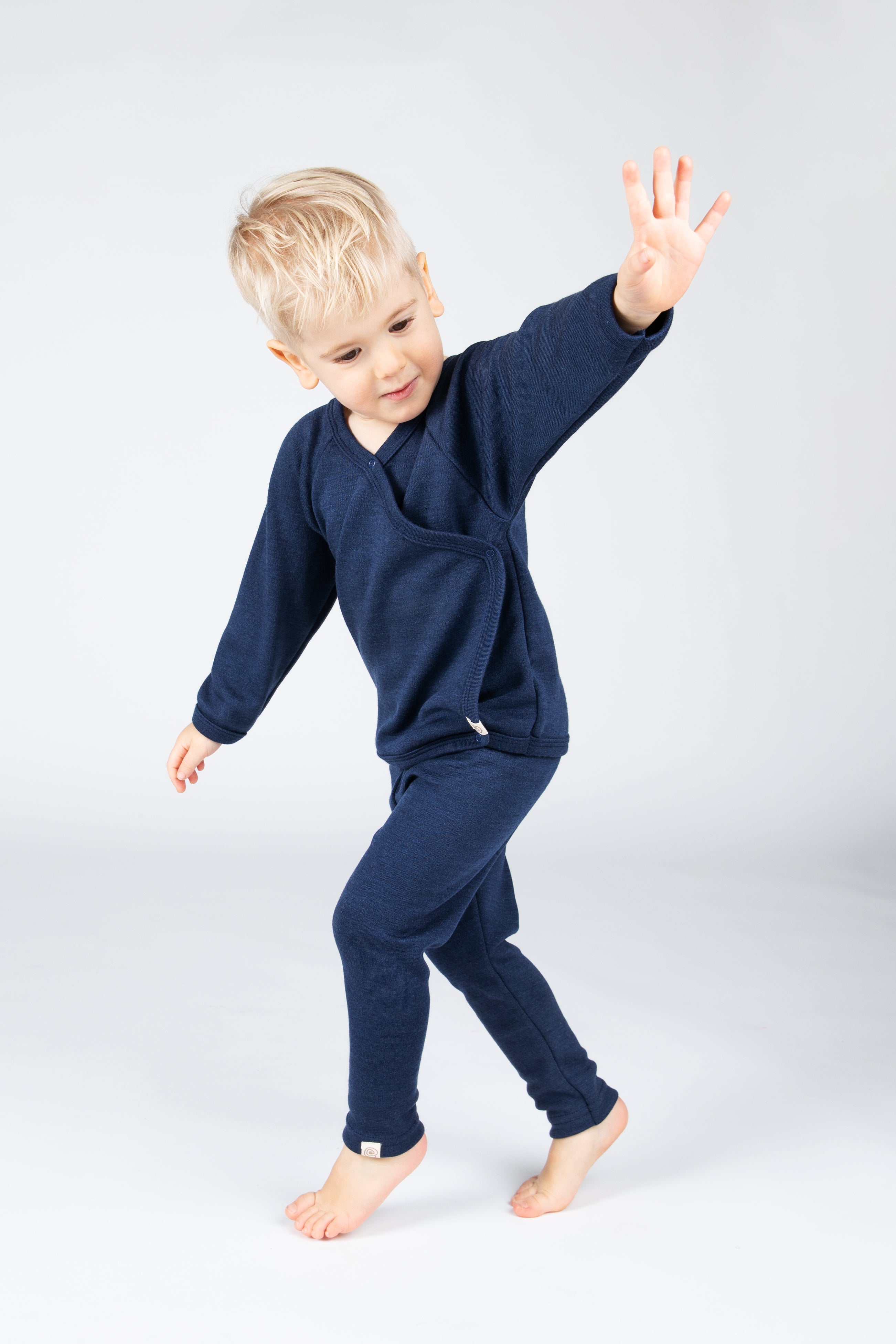 Engel Natur - Wol/Zijde Baby Overslag Shirt - Marine