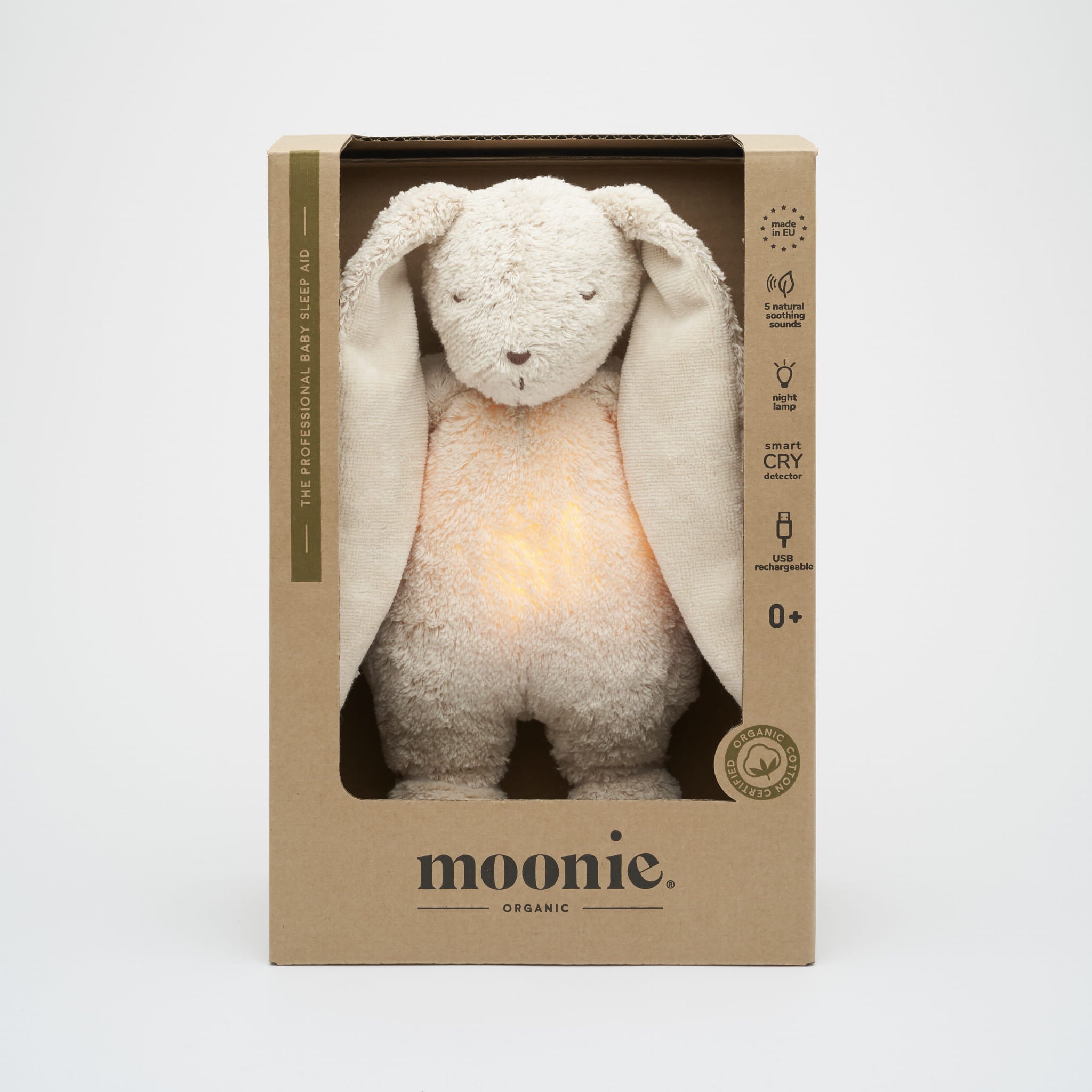 Moonie - Slaapknuffel The Humming Bunny 2.0 - Sand Natur White Noise