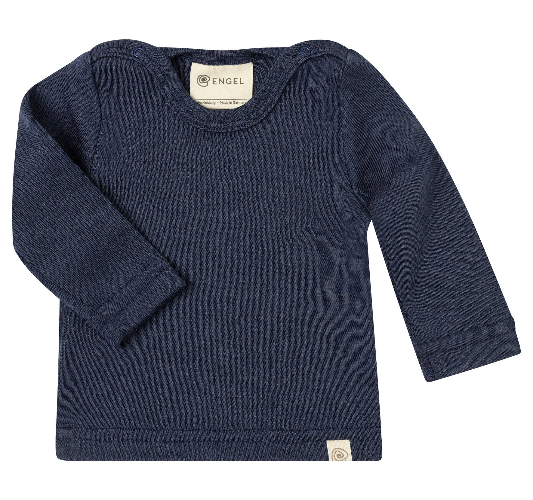 Engel Natur - Wol/Zijde Baby Shirt Lange Mouw met Drukknopen Interlock - Marine