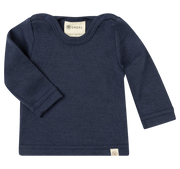 Engel Natur - Wol/Zijde Baby Shirt Lange Mouw met Drukknopen Interlock - Marine