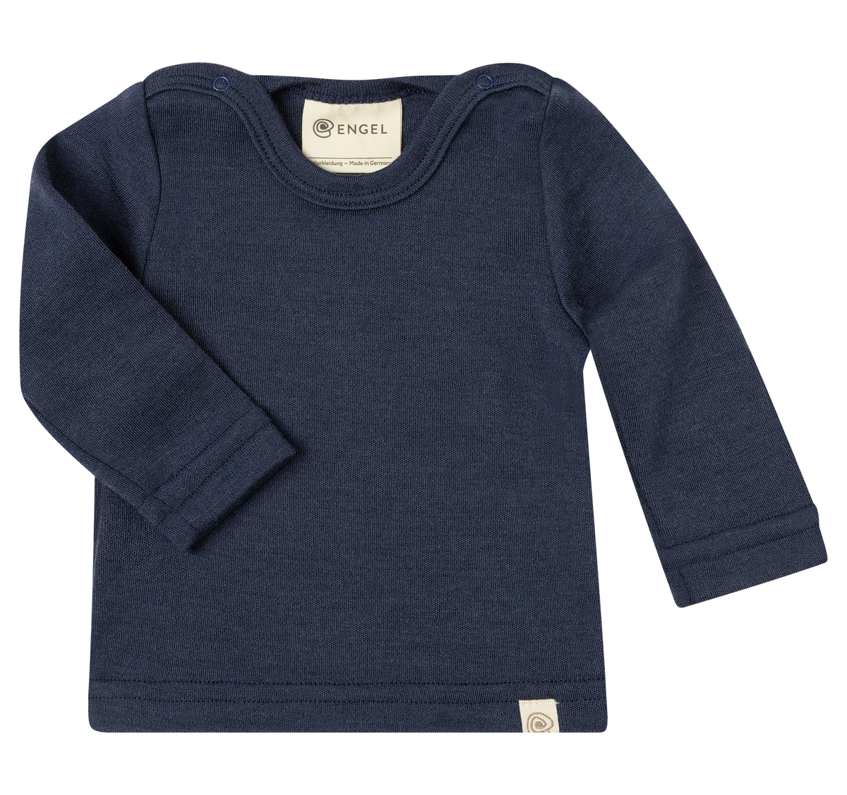 Engel Natur - Wol/Zijde Baby Shirt Lange Mouw met Drukknopen Interlock - Marine